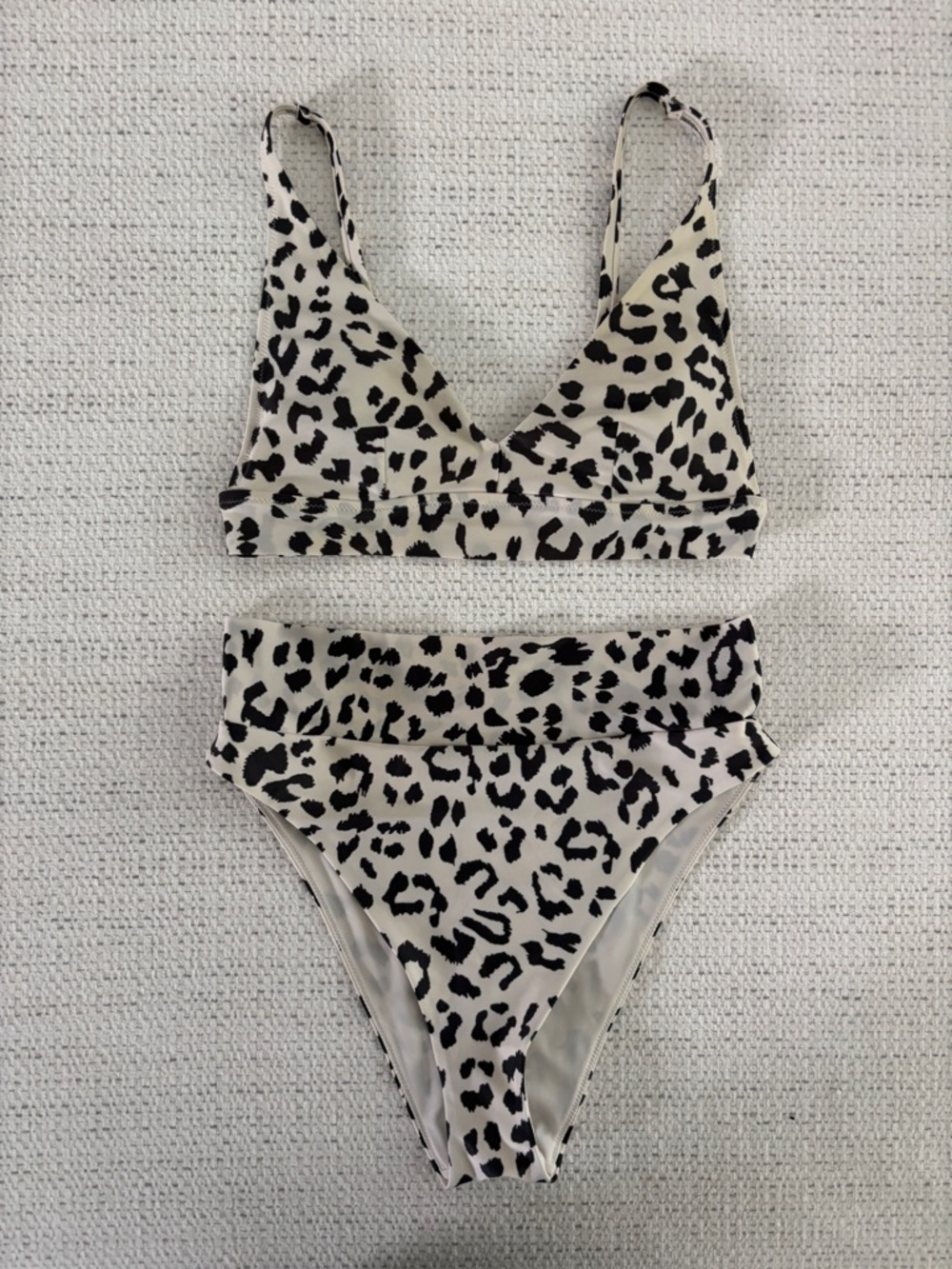 Aerie Animal Print High-Waist Bikini Set in Black and Cream